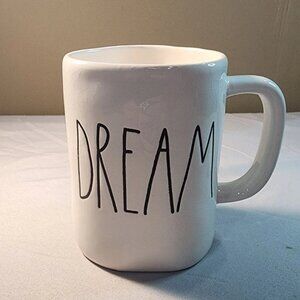 Rae Dunn "Dream" MAGENTA M Stamped White Ceramic Coffee Mug
